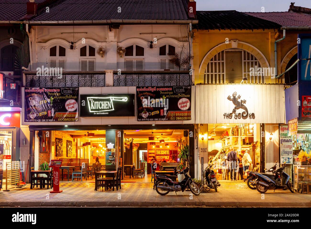 Bâtiments De L'Ère Coloniale, Battambang, Cambodge. Banque D'Images
