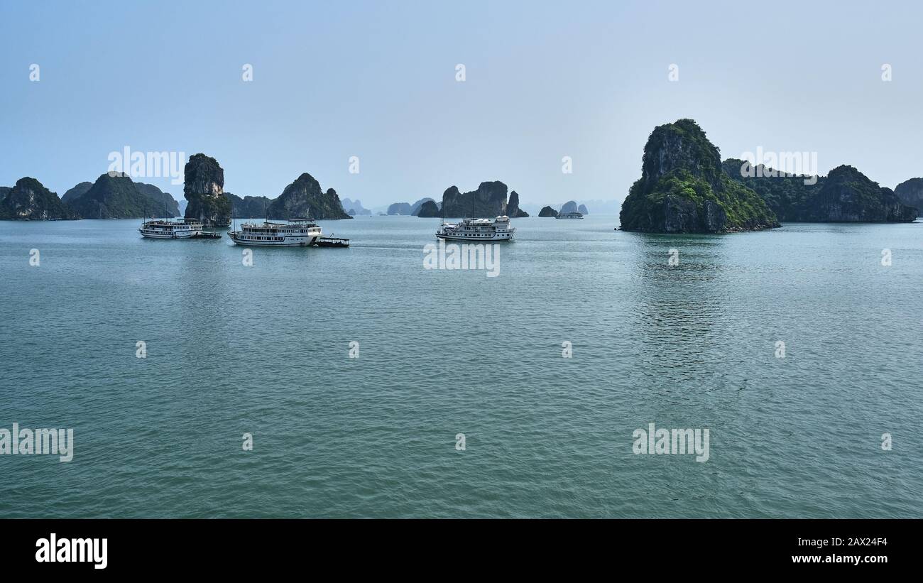 Vue panoramique sur mer contre Ciel clair Banque D'Images
