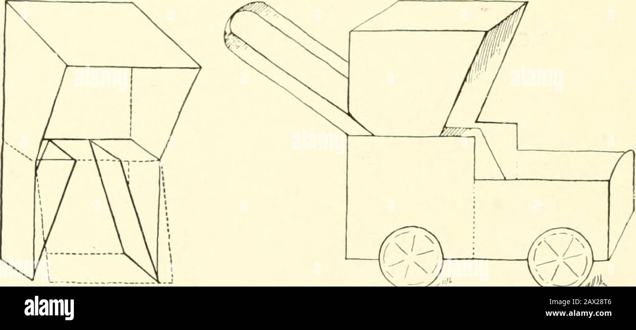 Quoi et comment; un cours systématisé de travail à la main, pour les classes primaires, pour les écoles rurales, et pour la maison . ff une bande de quatre carrés.Dessiner des lignes illustrées dans le diagram0. A ce moment-là, la classe devrait être en mesure de travailler le diagramme de tableau noir de la mousse. Après inspection, les laisser s'y défaire. Plier pour faire en profondeur. La tête-piecequi devrait être doublement coupée, sont collées sur après. 16. Rocking-chair.—C'est exactement comme la première chaise, no 6, avec l'ajout des ronds et des roc-ers, qui sont coupés séparément et collés. Il exige une fine touche pour coller ces petits morceaux; o 138 quoi Banque D'Images