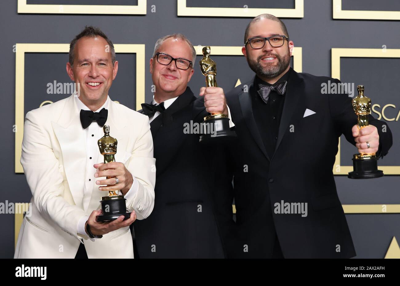 Hollywood, Ca. 9 février 2020. Jonas Rivera, Mark Nielsen, Josh Cooley, au 92ème prix annuel de l'Académie - salle de presse à Hollywood et Highland en Californie, le 9 février 2020. Crédit: Faye Sadou/Media Punch/Alay Live News Banque D'Images