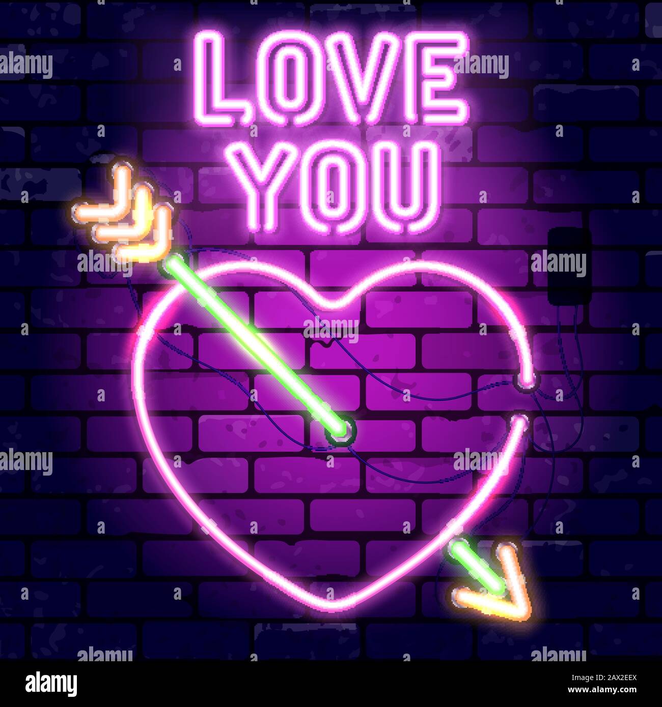 Panneau De Signalisation Saint-Valentin Neon Illustration de Vecteur