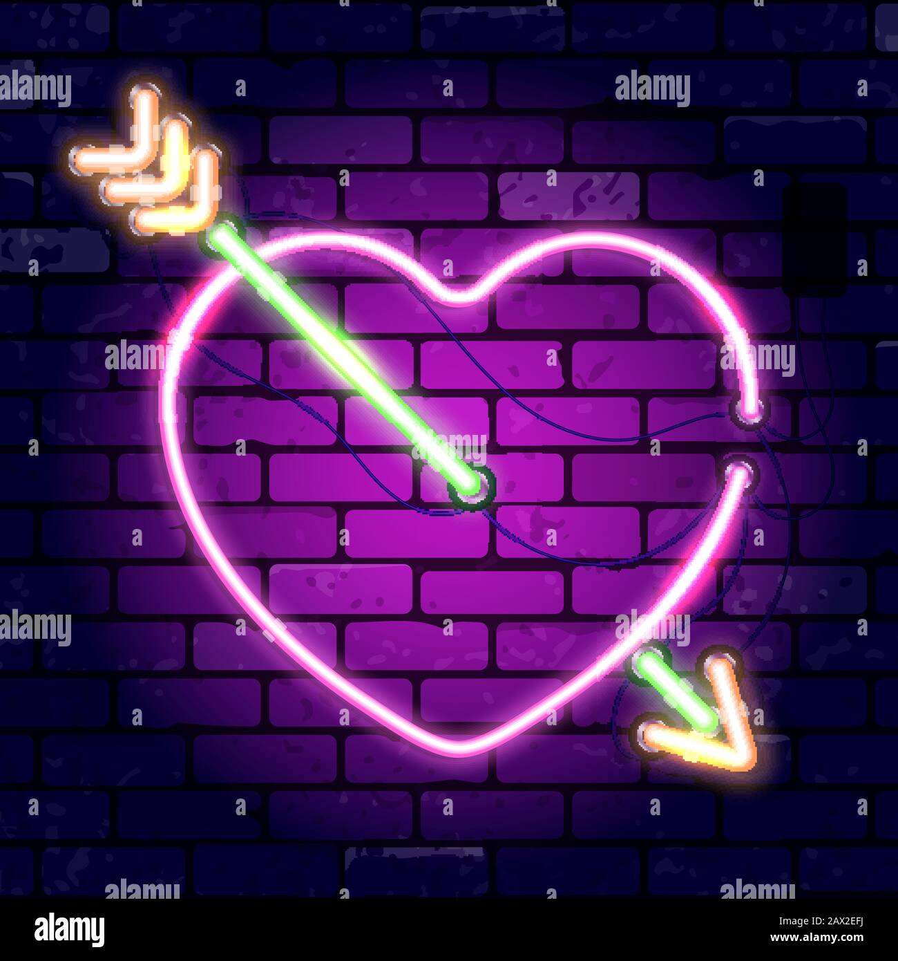 Panneau De Signalisation Saint-Valentin Neon Illustration de Vecteur