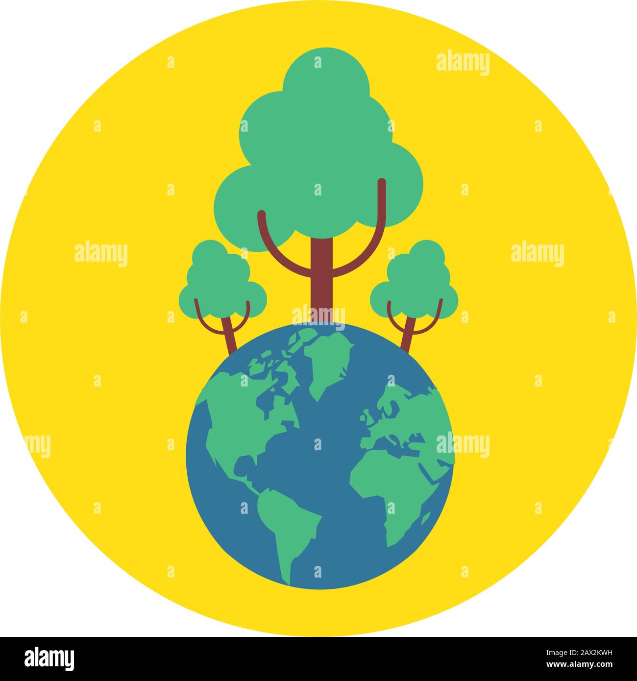 planète terre avec arbres forêt Illustration de Vecteur