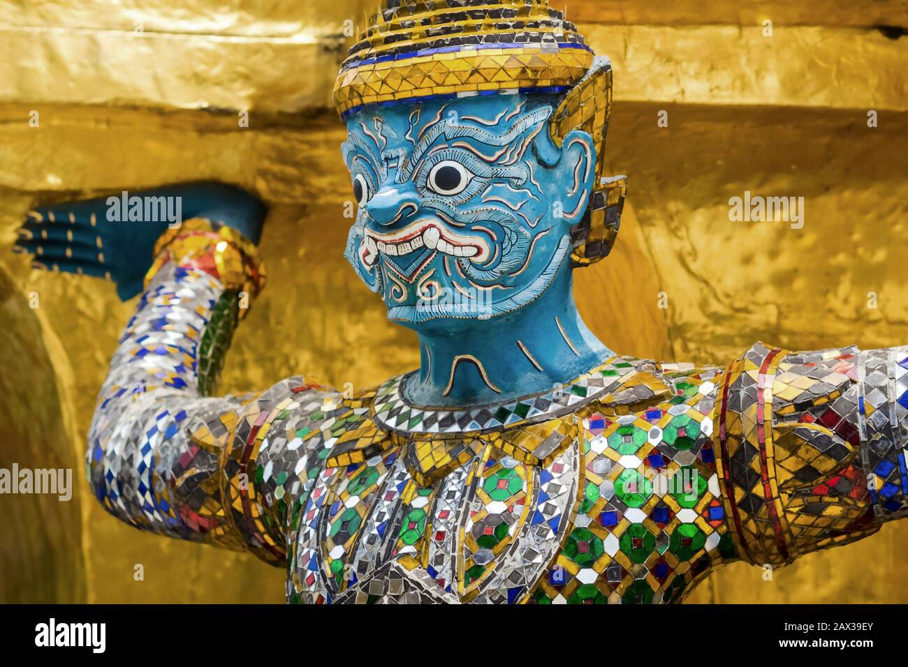 Démon gardien du temple Wat Phra Kaew, Grand Palais de Bangkok, Thaïlande. Banque D'Images