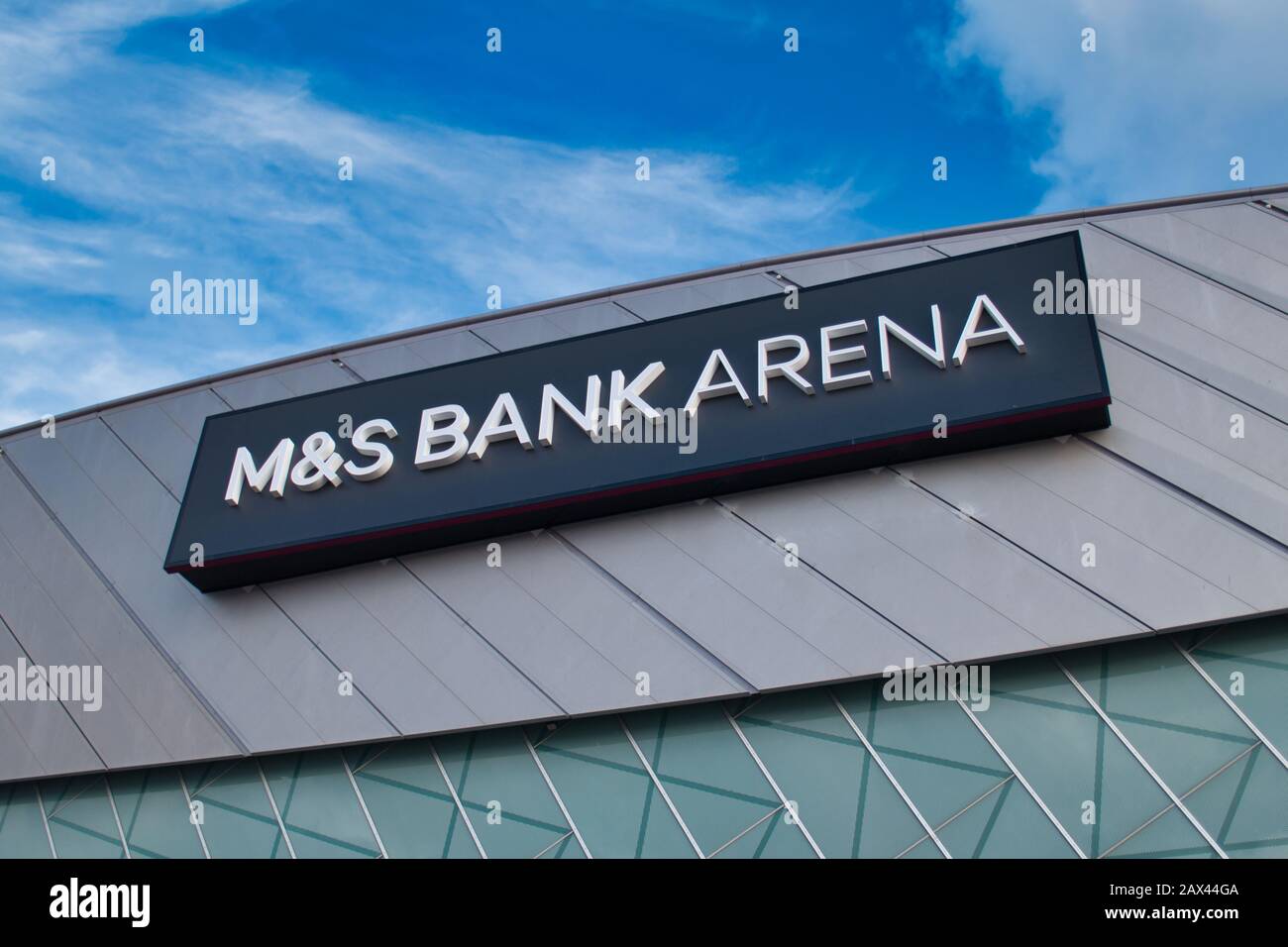 Le parrainage de la M&S Bank Arena sur le Liverpool Arena sur le front de mer historique classé au patrimoine mondial de l'UNESCO Banque D'Images