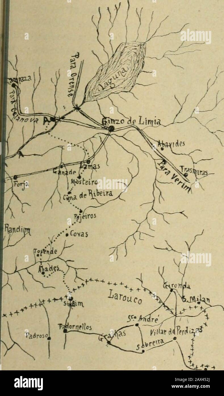 EM marcha para a 2 aincursão; da concentrição ao erguer do bivaque de Soutilinho da Raia para o ataque a ChavesCroquis das plantas das marchas e combates desenhados pelo alferes Alberto Bra . d.rvt-* a CONCENTRAÇÃO GERAL 0&lt;. 5 É ÊM MARCHA PARA A 2.^ INCURSÃO Banque D'Images