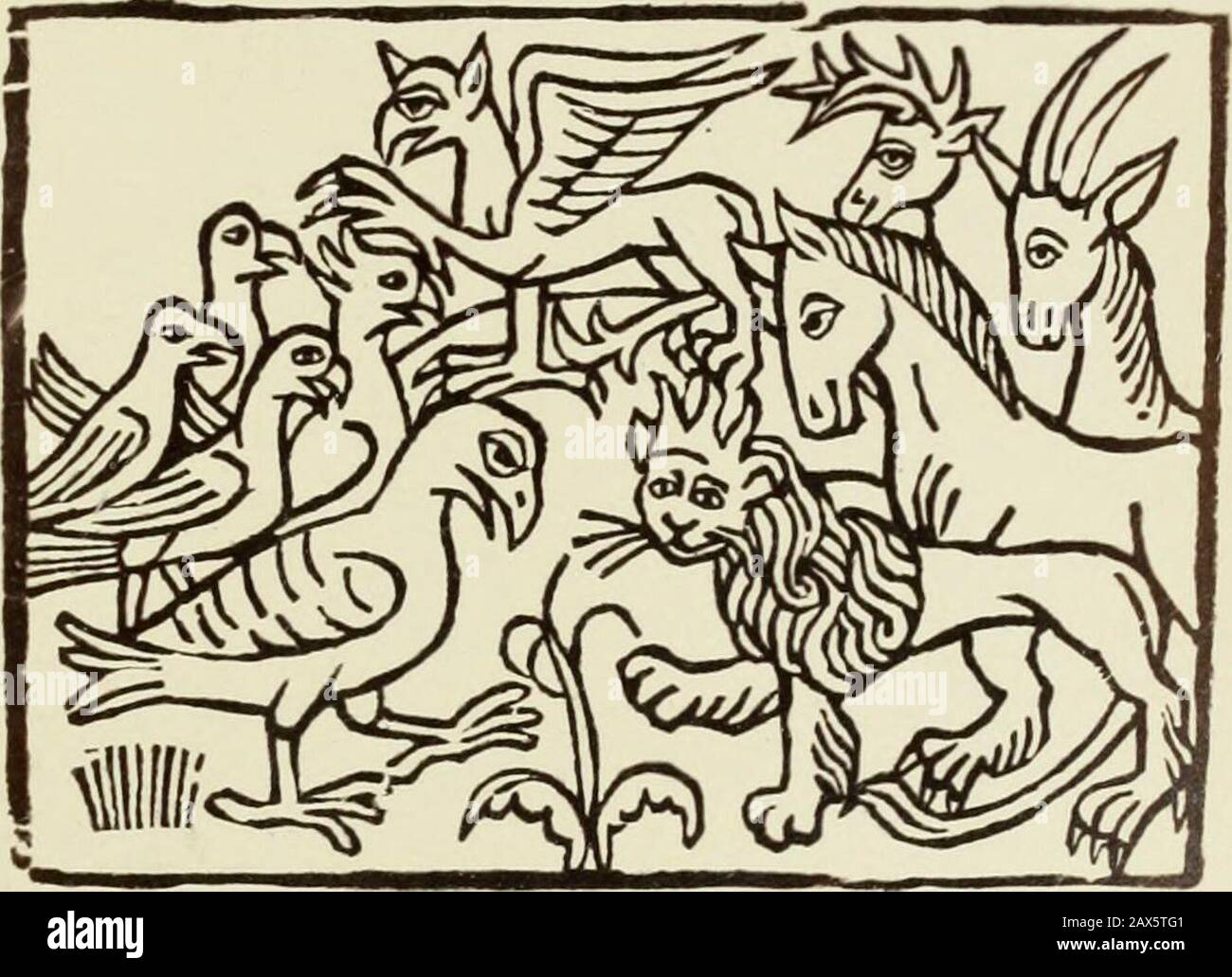 Reynke de vos: Photographien der Holzschnitte nach der Lübecker Ausgabe vJ1498; . iDocb mofle TCE m^^rt c jpne 002 t)4r larert!fön in m^neme )bxt^ üü arote gb^tm 3/. FF t^o öe Foncör^ hungäfät^Fhäfäfäfäfkl. 3 l ID4l:r5rtt)ctfbocK Banque D'Images