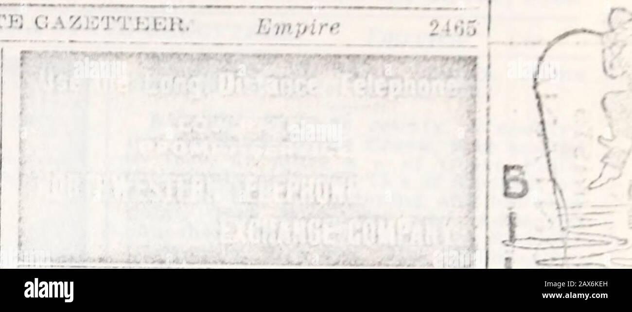 Minnesota, Dakota du Nord et du Sud et Montana gazetteer et annuaire d'affaires . AS Horr, onthe Yellowstone Park br of the N pry, 50 miles s W de Livingston, vth©County siège et banque. Service tel-ephone. EXP, N P. tel, W U.Mail, tous les jours. - . , : Montana Coal • & Coke Co, charbon, coke• et magasin de gen. - .••{ f ?•.:; •   . • ?&lt;Murphy J O.. R r, exp et tel agt..-.Van Dyke &• Deever, viandes. [ELIZABETH. Comté de Teton. Un ranch, établi pour la première fois en 1898, . sur Battlecreek. 40 km s- W-- de .Cherteau. Le siège du comté et l'emplacement de la banque, et 40 S W de Collins, sur le G X Ry. le navire-pin Banque D'Images