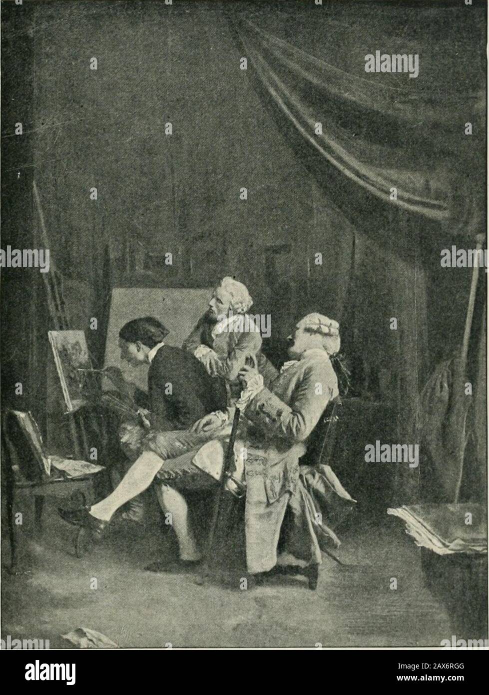 Meissonnière, sa vie et son art . Le MAÎTRE 145 Raphaël était une harmonie suprême composée de notes de famihar. . .Michel-Ange, Rembrandt étaient les vrais originaux. Gemito, dans son. LES CONNAISSEURS. (Li.iruii Hottinguers Collection.) mode ardente et sans art, illuminée sur la meilleure et la plus étonnante définition de leur génie. Il m'a dit que l'homme de la Chapelle Sitine 146 MEISSONIER tokl une chose que son propre père Antl mère pourrait noteach un. Quel est l'admirable dessin de Psyche par Raphaël ! Il a été encadré de diamants. Quelle merveille, quelle leçon ! . . ITIS esquissé sans les Banque D'Images