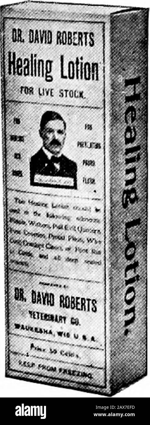 Vétérinaire pratique de DrDavid Roberts . Prix $1.00 un soulagement rapide et prêt pour Toux, Rhumes, Distemper et allThroat et Troubles pulmonaires chez les bovins et les chevaux. Pour Les Rhumes toux Mal De Gorge Distémone grippe Laryngite Pharyngite Bronchite Pleurisy poumon FeverClimatic FeverCatarrhal FeverInflammation de LungsCongestion de LungsStockyard DistemperAsthma Et tous Les Troubles De La Gorge et du poumon AVIS! Mal De Gorge Ou De Poumon. Un animal malade devrait être placé dans une boîte bien équipée et blanchie. Allowabondance d'eau et d'air frais, mais pas de dépouille. Le décrochage doit être complètement désinfecté Banque D'Images