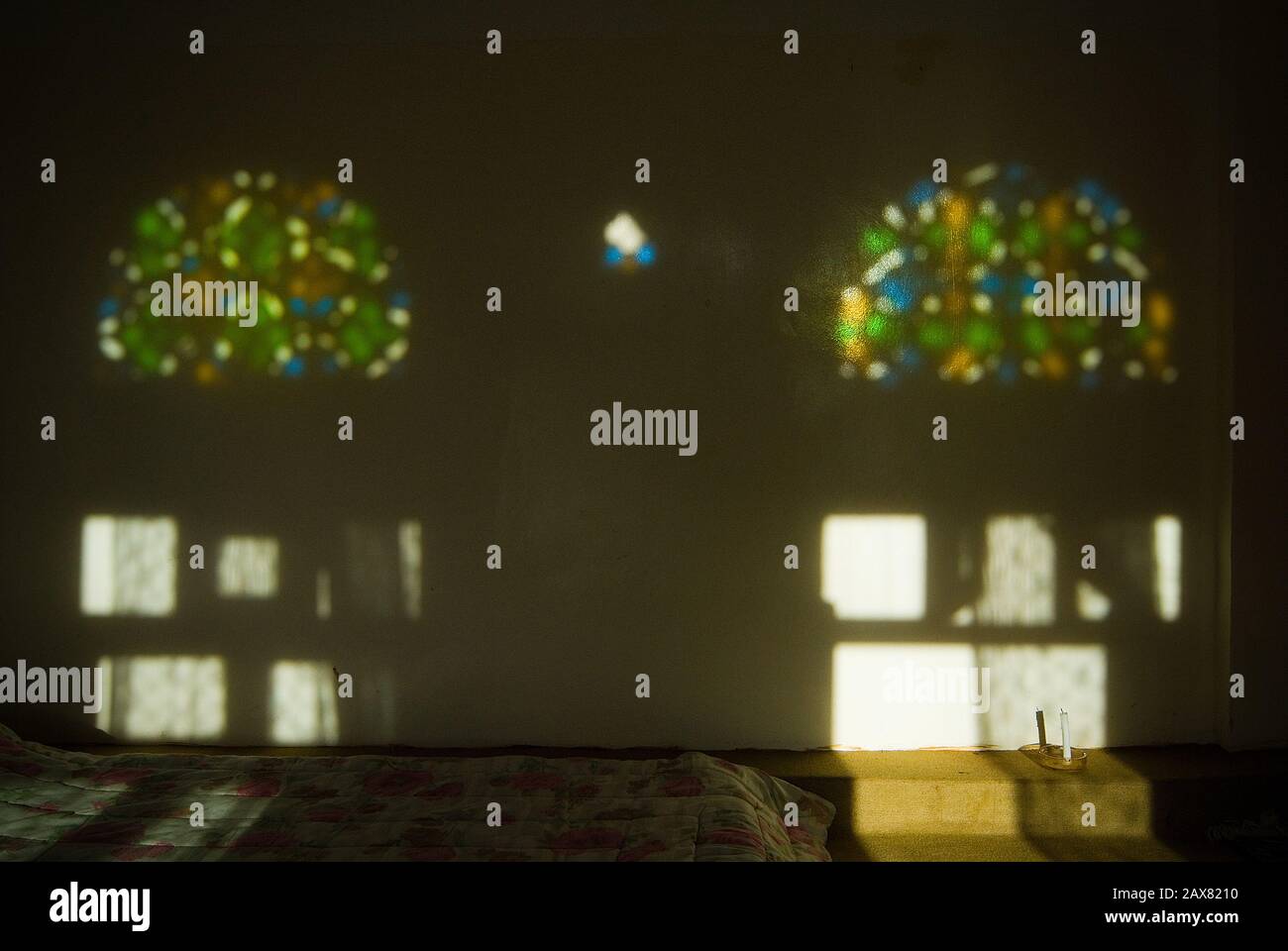 Vitrail appelé takhrim, Yémen. Banque D'Images