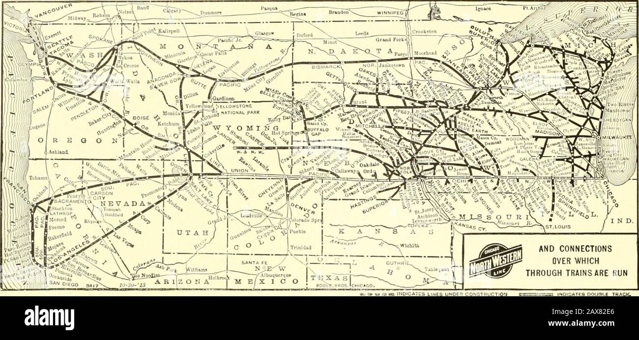 Lacs et stations balnéaires du nord-ouest; . tersmeet, CiscoLake et Marenisco, ainsi que la haute classe service tout-en-voiture entre Chicago et St, Paul, Minneapolis, Superior, Duluth, Ashland, Marquette, Houghton, Calumet, Green Bay, Escanaba, Manistique, SaultSte. Marie et d'autres points; aussi entre Kansas City et Omaha, Sioux City, St. Paul et Minneapolis. RouniLlri|) billets de St Louis. Kansas City, Little Rock, Memphis, La Nouvelle-Orléans, Kansas, Oklahoma Et Texas Points, Jacksonville, Birmingham, Atlanta, Chattanooga, Nashville, Louisville, Cincinnati, Columbus, Indian-Apolis, Et Tout Poin Banque D'Images