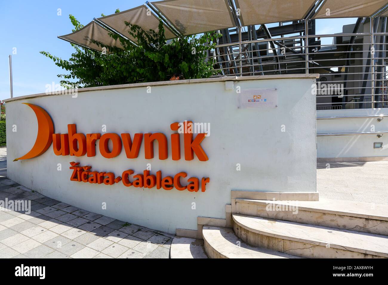 Entrée au téléphérique jusqu'au mont Srd à Dubrovnik, Croatie Banque D'Images