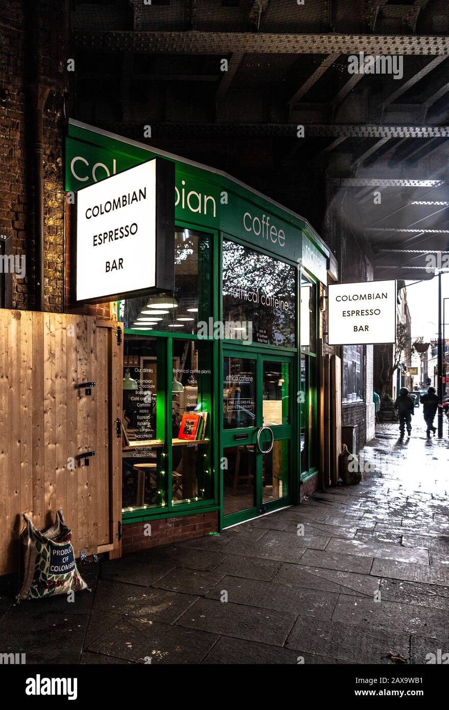 The Colombien Coffee Company, 8 Southwark Street Jubilee Place Borough Market, Londres, Angleterre, Royaume-Uni. Banque D'Images