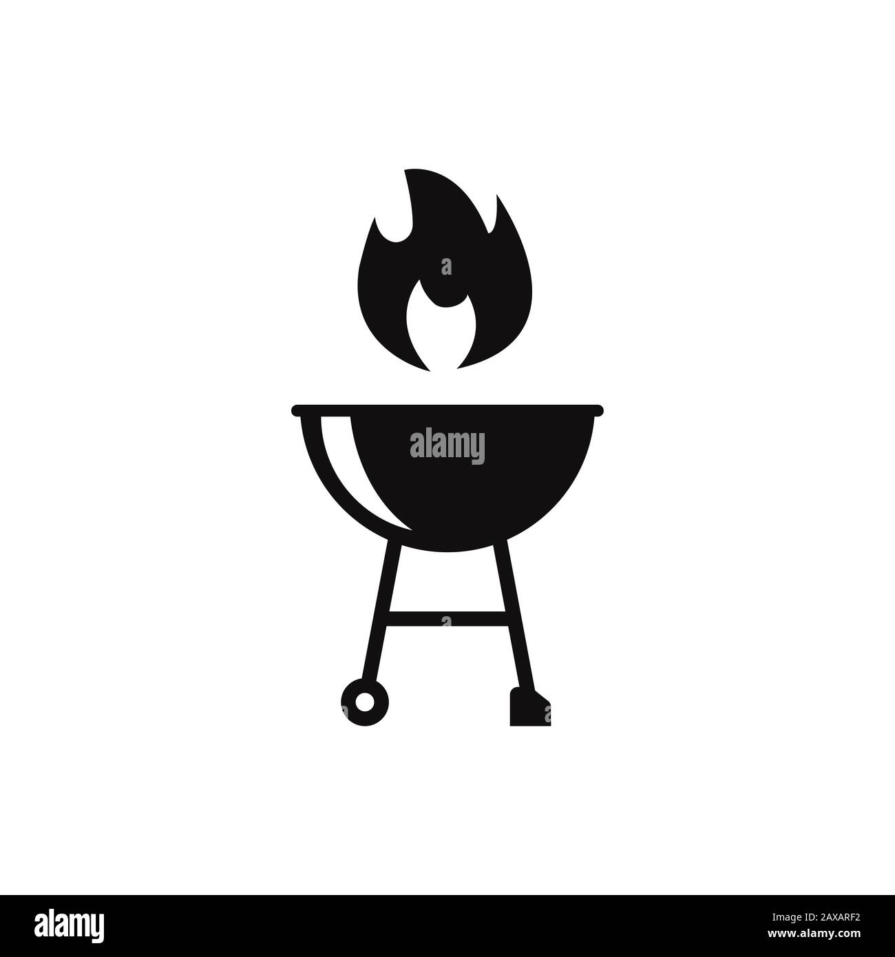 Barbecue avec icône de flamme. Signe de viande et de nourriture du gril. Icône barbecue isolée sur fond blanc. SPE 10 Banque D'Images