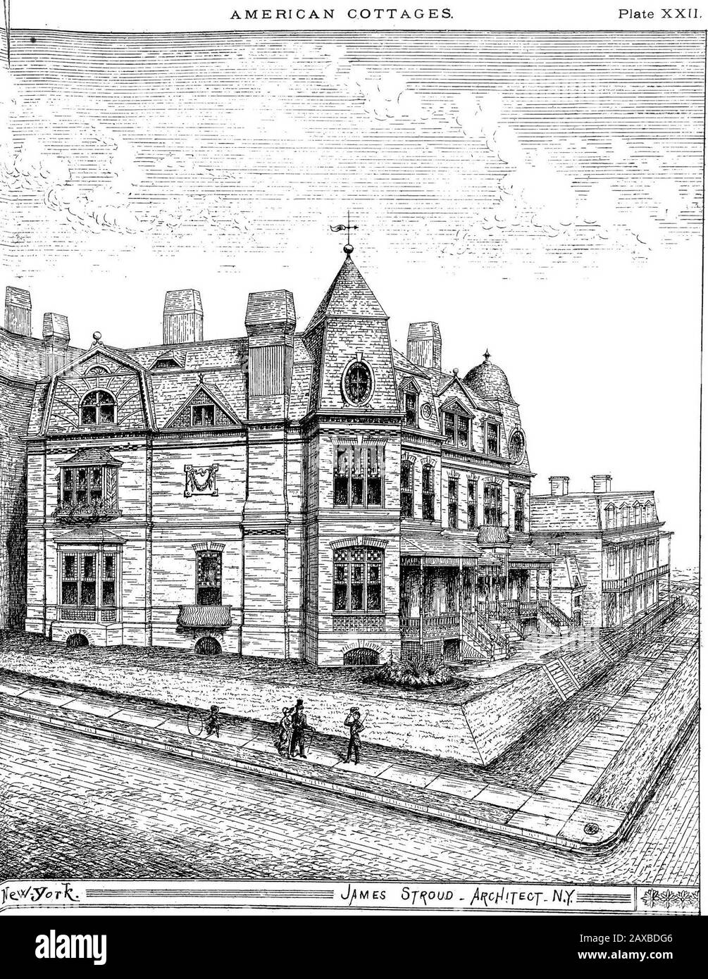 Cottages américains; composés de quatre grandes assiettes de quarto, contenant des dessins originaux de cottages à prix moyen et bas, des maisons de campagne et de bord de mer Asso, une maison de club, pavillon .. . ^^o/jej f&lt;?T ^«?TY.a7v ^v^e.yt.K^ GÎTES AMÉRICAINS plate XXII,. COTTAGES AMÉRICAINS. Plaque XXIII. Banque D'Images