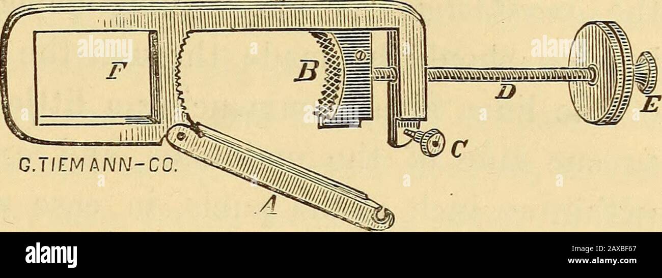 Un traité sur les maladies médicales et chirurgicales des femmes, avec leur traitement homopathique .. . OVERIOTOMY. 321. G.TIEMANW-CC, FIG. 23.—Dawsons Clamp modifié. INE son, cathéter femelle, huit ou dix aiguilles filetées avec filetage en soie carbolisée, et trois ou quatre filetées avec fil argent; plusieurs morceaux de soie de selles pour ligatures (cirées), une ficelle chat-intestin pour le pédicelle, et une pince, au cas où il semblait préférable de l'utiliser. (Voir aussi plaque XV.) morceaux supplémentaires de tissu de caoutchouc, plâtre adhésif, articialsérum, bouteille de solution de persulfate de fer, et de chloro-forme, ou Sulph. Éther Banque D'Images