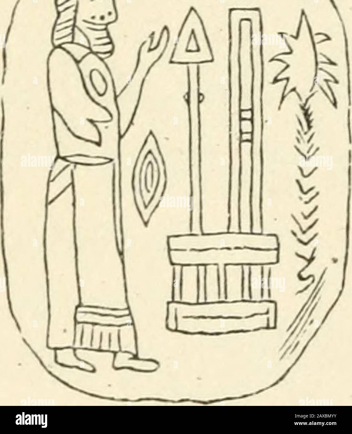 Ancien païen et symbolisme chrétien moderne . M. Si nous nous tournons vers les Figs. 174 et 175, on voit que les glanes ont été particulièrement honorés asthe head du phallus; c'est aussi la partie dédiée à Dieu par éfiusion de sang m le rite de circoncision Ce corn * est conique o^- en forme de dôme, et ainsi — une partie prise pour l'ensemble - le cône ou la pyramide a été utilisé comme symbole sparconventionnel du créateur mâle. Placé sur un Tjr^^Tjr ?^ ^^ ^^ fréquemment représenté comme worShipped/^ ^ sur Assyrian a des grugeages. Voir Fig. 177 Il Yv était aussi un symbole de feu, le soleil, et la vie, Tv^ comme tel il a formé un Banque D'Images
