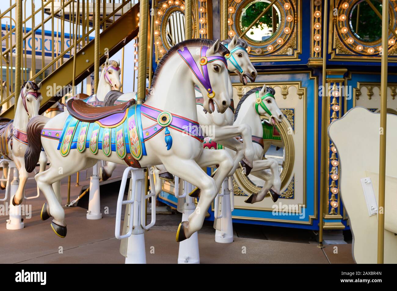 Joyeux-tour avec les chevaux Banque D'Images