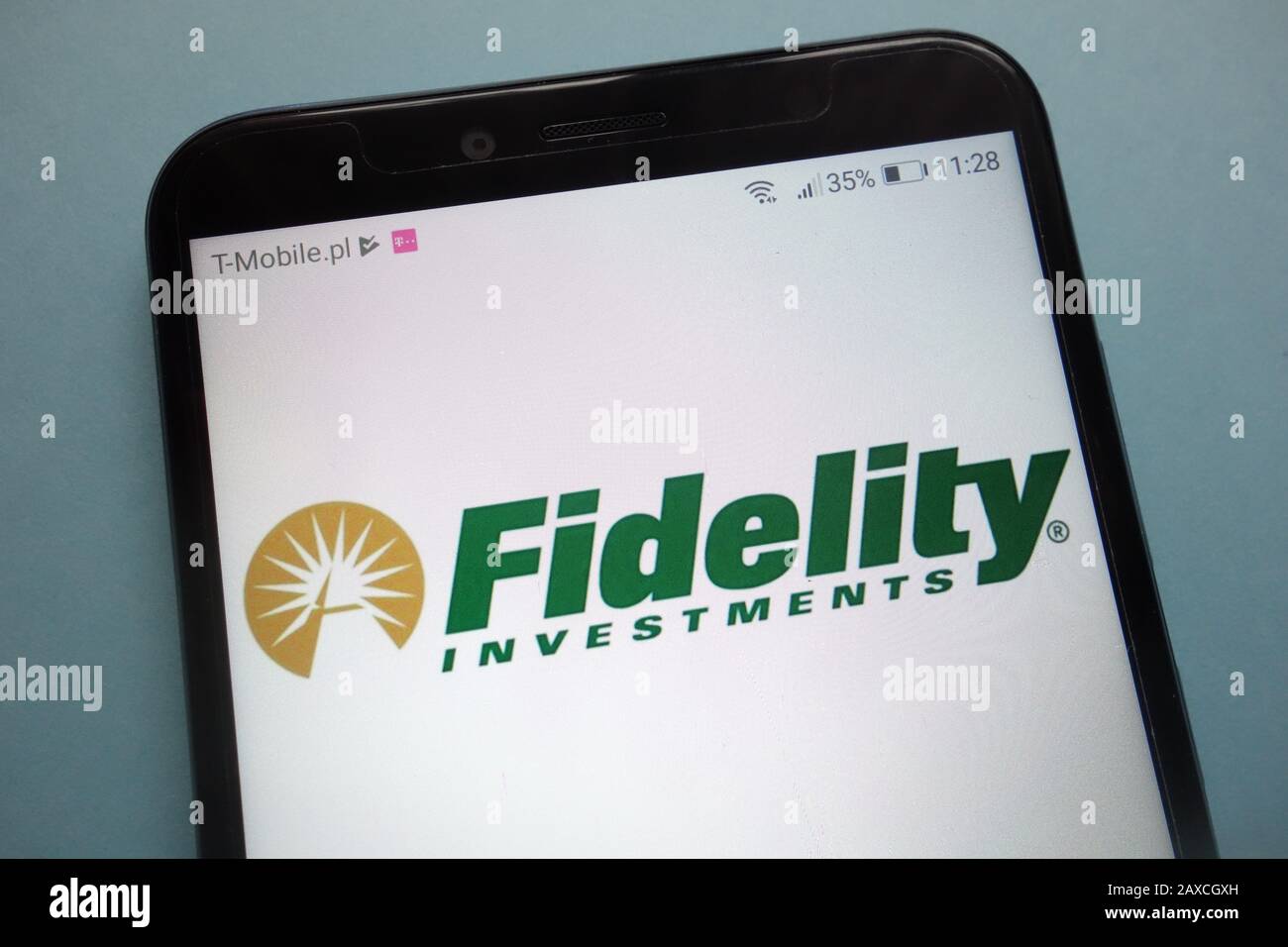 Logo Fidelity Investments sur smartphone Banque D'Images