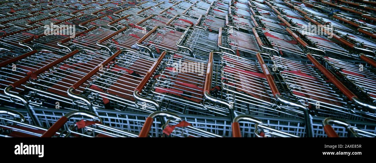 Gros Plan Des Shopping Carts Dans Rows, Nevada, États-Unis Banque D'Images