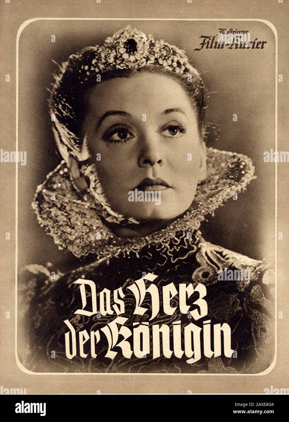 1940 , ALLEMAGNE : la célèbre actrice et chanteuse de cinéma suédoise ZARAH LEANDER ( 1907 - 1981 ) en tant que Mary Stewart Reine de Schotland à DAS HERZ DER KONIGIN ( Cuor di Regina ) par Carl Froelich , d'un roman de Harald Braun . Couverture du film ILLUSTRIERTE FILM-BUHNE , 1940 . - ATTRICE - FILM - FILM - CINÉMA - portrait - ritratto - CINÉMA NAZISTA - FILM - locandina pubblicità con cinematografica - AFFICHE - copertina - couverture - NAZISMO - NAZISME - UFA - Mary Queen of Scots --- Archivio GBB Banque D'Images