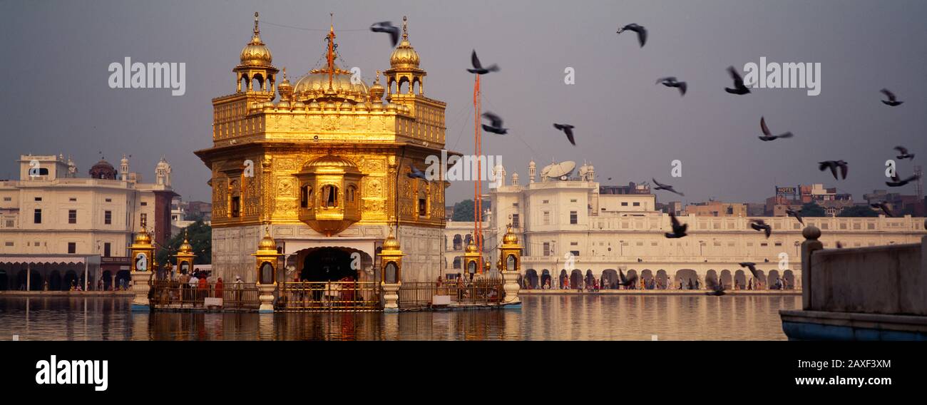 Temple au bord de l'eau, Temple d'Or, Amritsar, Punjab, Inde Banque D'Images