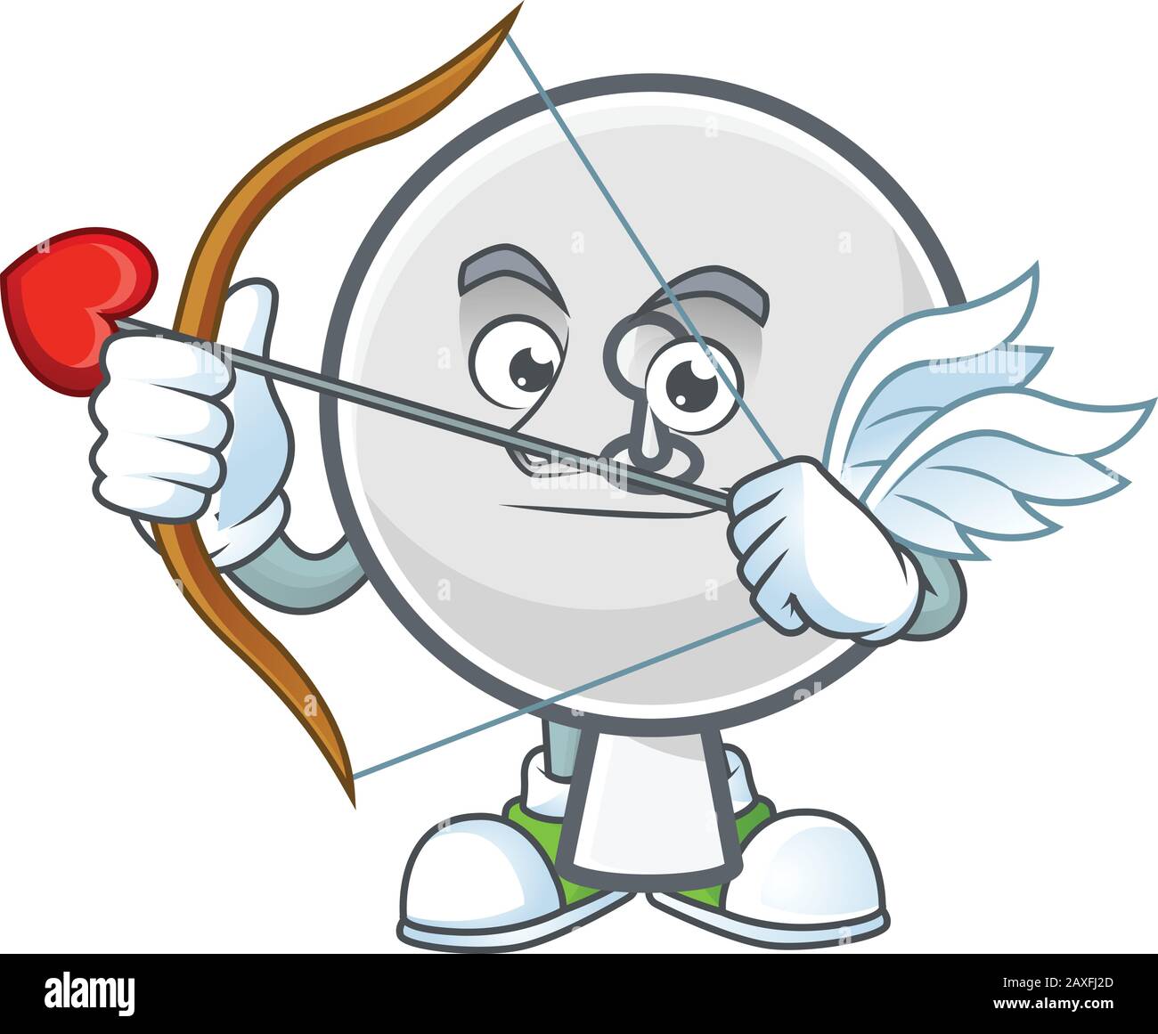 Un joli plat satellite Cupid avec flèche et ailes Illustration de Vecteur