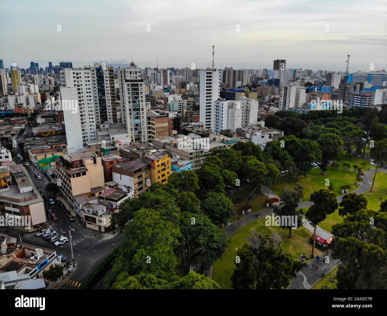 Vue aérienne sur le vieux centre de Lima Banque D'Images