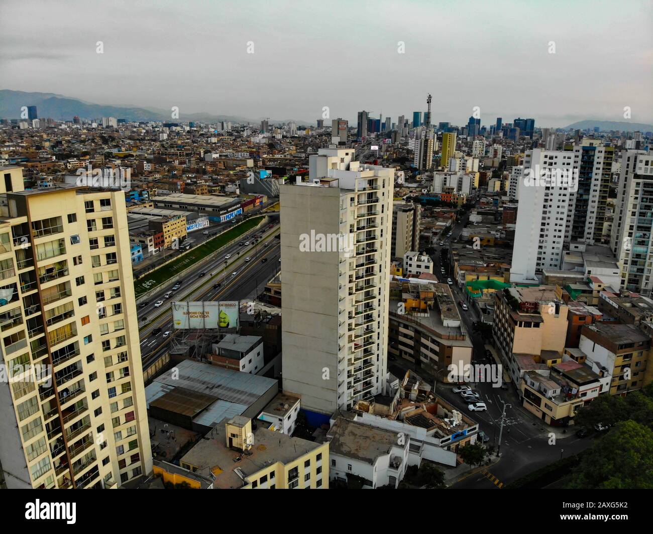 Vue aérienne sur le vieux centre de Lima Banque D'Images