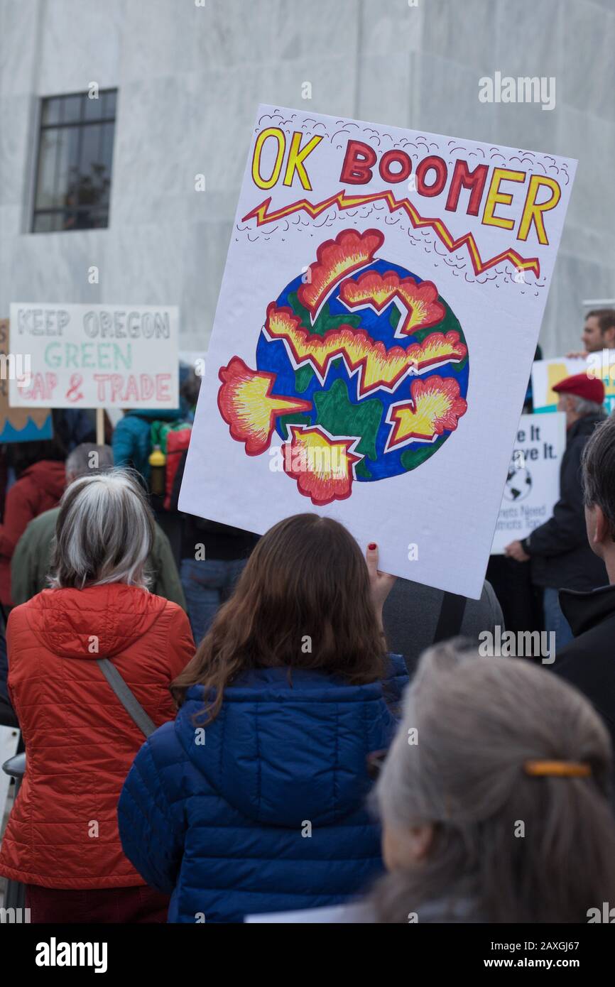 Rassemblement d'urgence climatique à Salem, Oregon, États-Unis. Banque D'Images