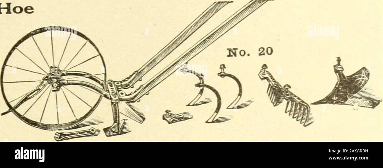 Catalogue annuel complet de Lilly : semences engrais stock aliments abeilles fournitures spray matériels volaille fournitures . Seattle TfUyS PORTLAND 105. 369 accessoire de cultivateur de disque de jardin, un prix foncier, 7,65 $ No. 17 SEMOIR POUR SEMOIR À ÂGE DE FER et un palan à roue simple cela diffère du n° 15 seulement dans l'accessoire de semoir, qui sème la graine dans les perceuses continues seulement Il est équipé de la Fig. 133 semoir, une charrue de terre, deux houes, deux râteaux et trois Dents de cultivateur. Poids d'expédition 45 lb ^ Prix, S12.00 No 18 IRON AGE semoir. N° 17 sans accessoire de culture. Prix, $9.15 No 18-B IRON AG Banque D'Images