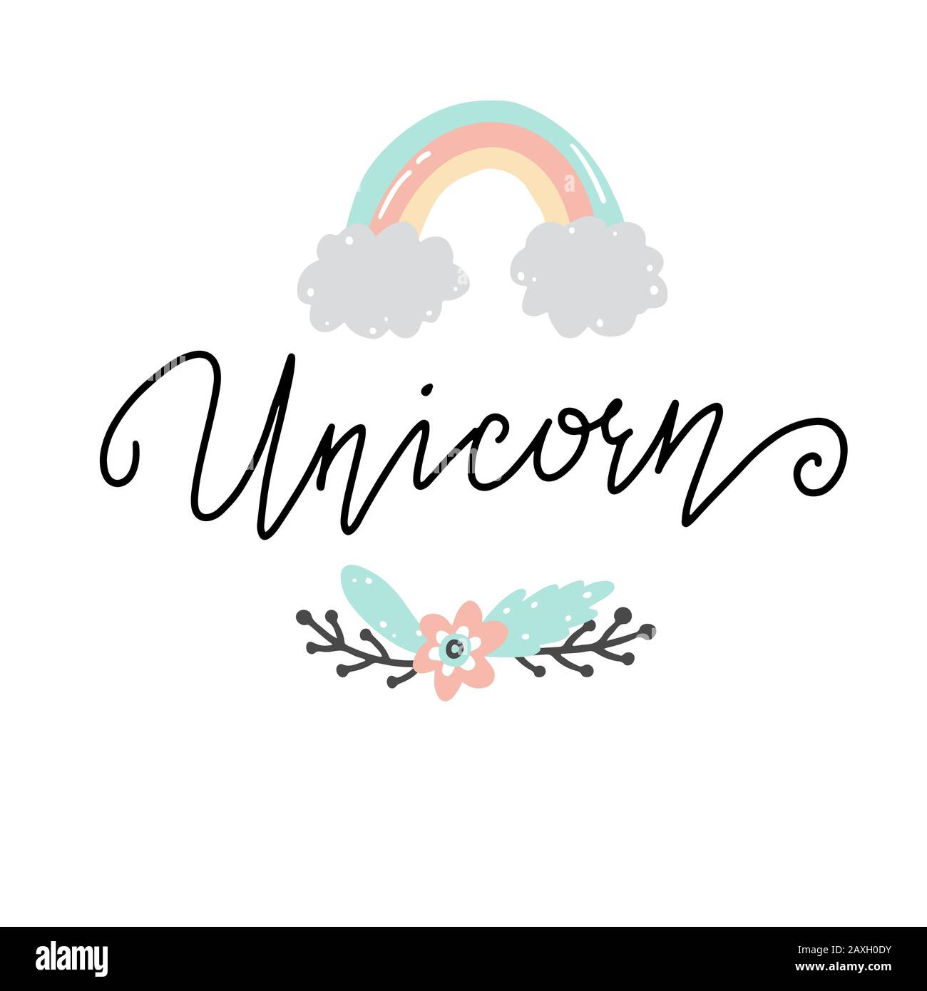 Texte De Lettrage Unicorn Pour Bebe Enfant Logo Fille Banniere Citation Tiree A La Main Unicorn De Style Calligraphie Illustration Vectorielle Isolee Image Vectorielle Stock Alamy