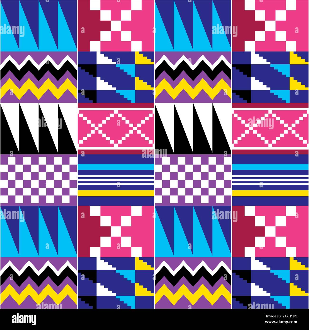 Motif géométrique tribal Kente vectoriel sans couture, style tissu nwentoma africain parfait pour les tissus et les textiles Illustration de Vecteur