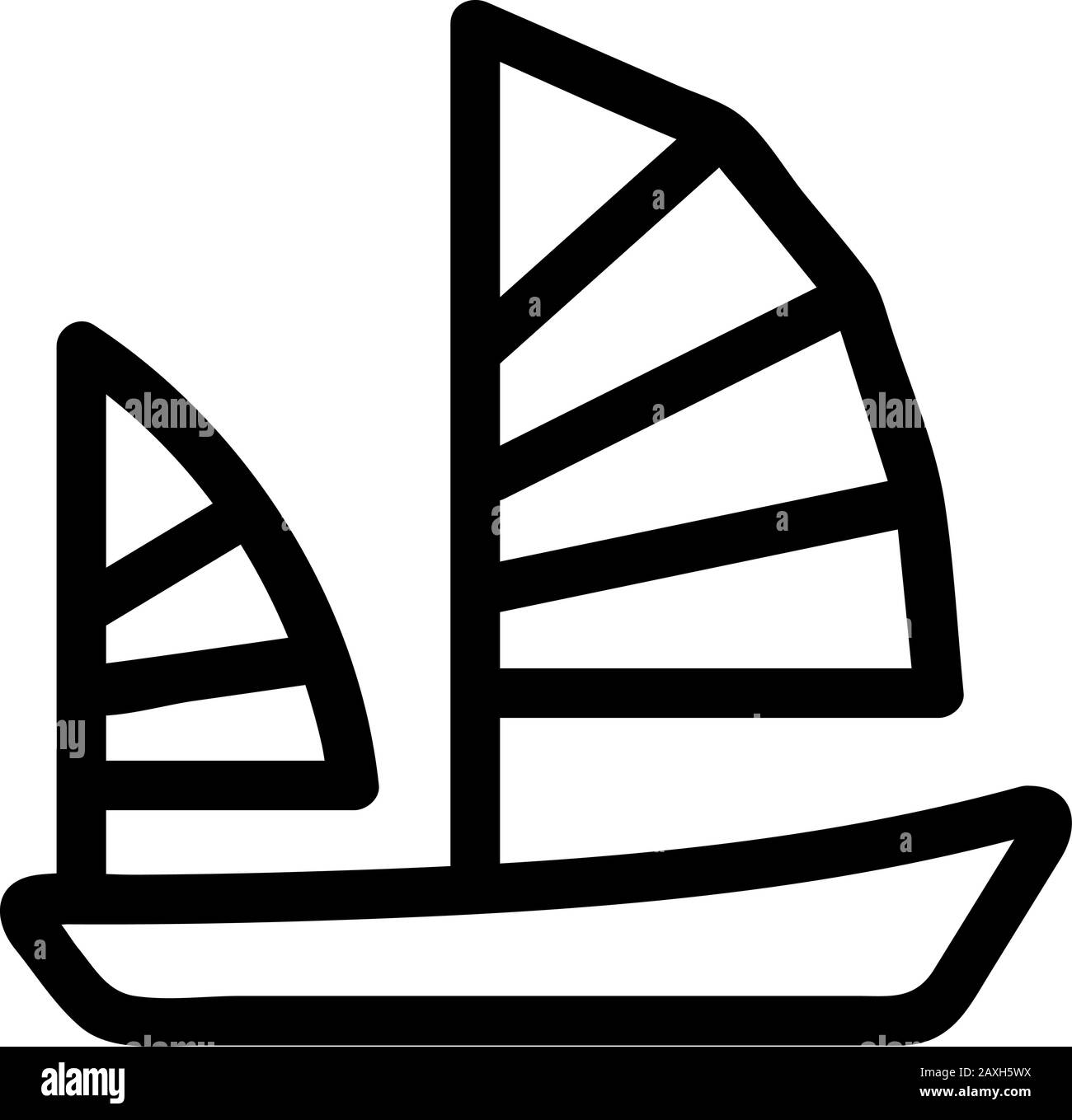 vecteur d'icône de voile de navire. Illustration du symbole de contour isolé Illustration de Vecteur