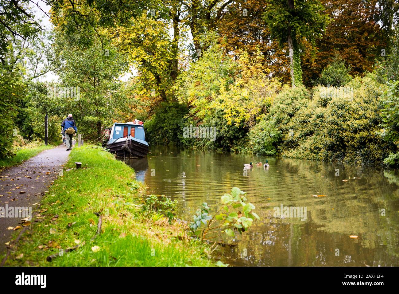 Oxford canal Walk à l'extérieur d'Oxford, Angleterre. Banque D'Images