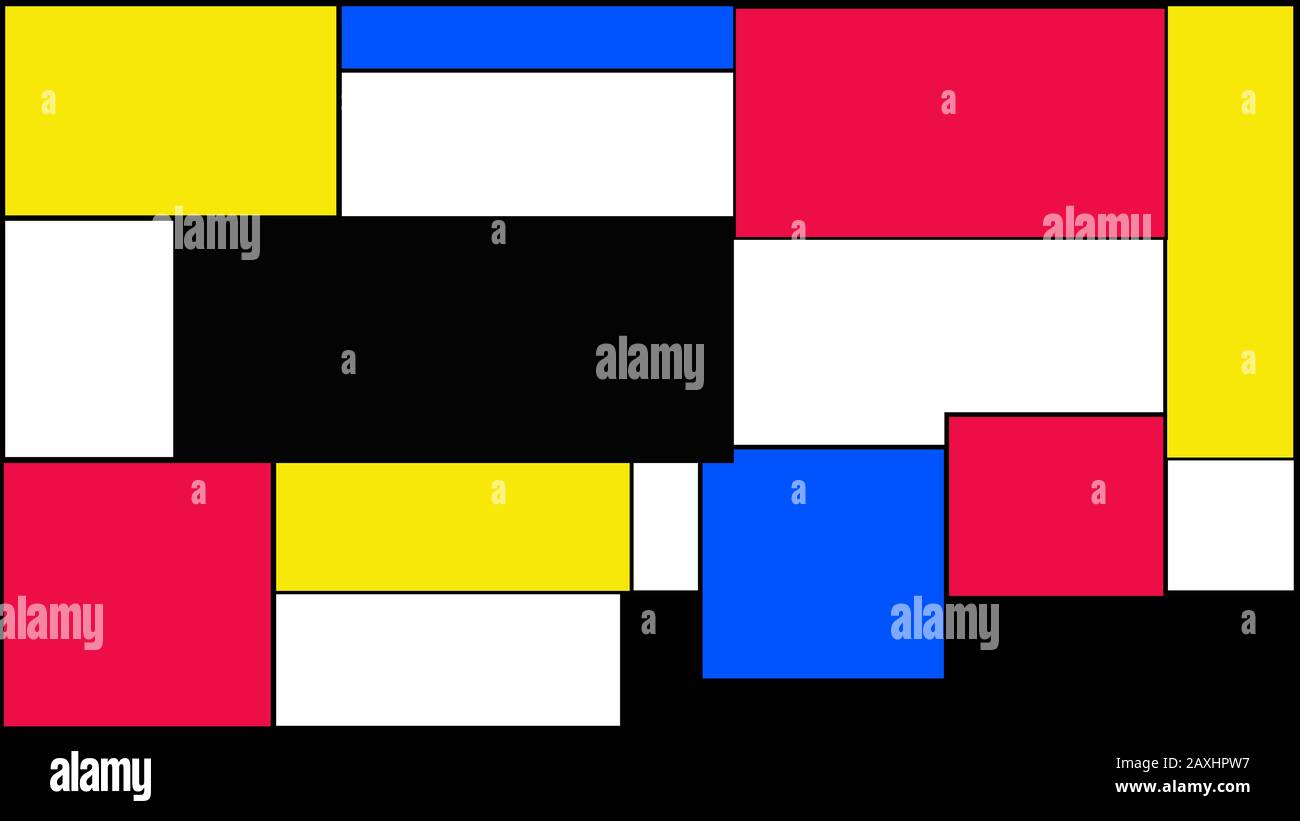 Bloquez l'art de couleur avec le bleu jaune rouge et le noir Illustration de Vecteur