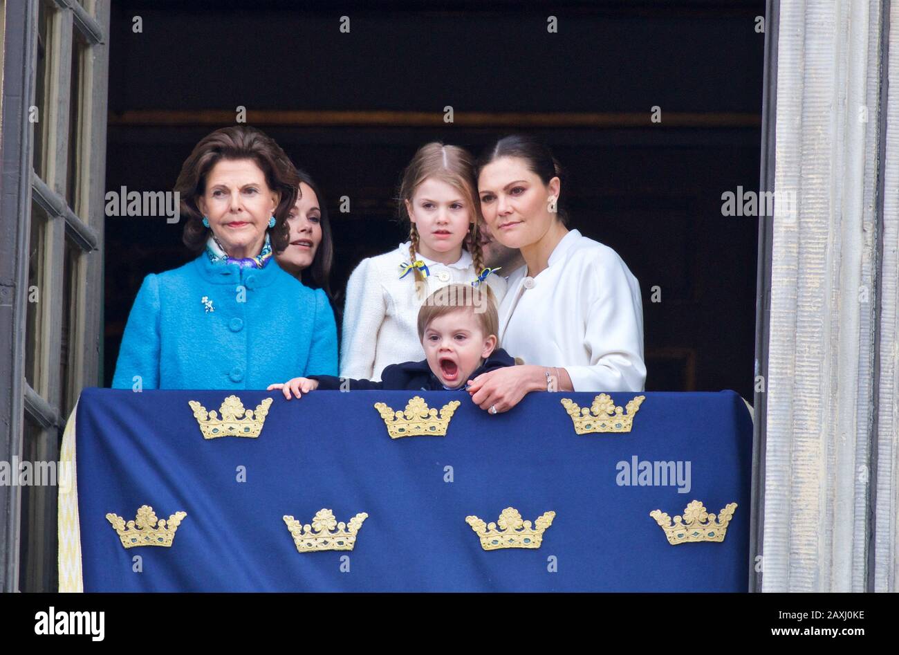Stockholm, SUÈDE - 30 AVRIL 2018 : la célébration du roi Carl XVI Gustaf 72 ans, au Palais Royal. Banque D'Images