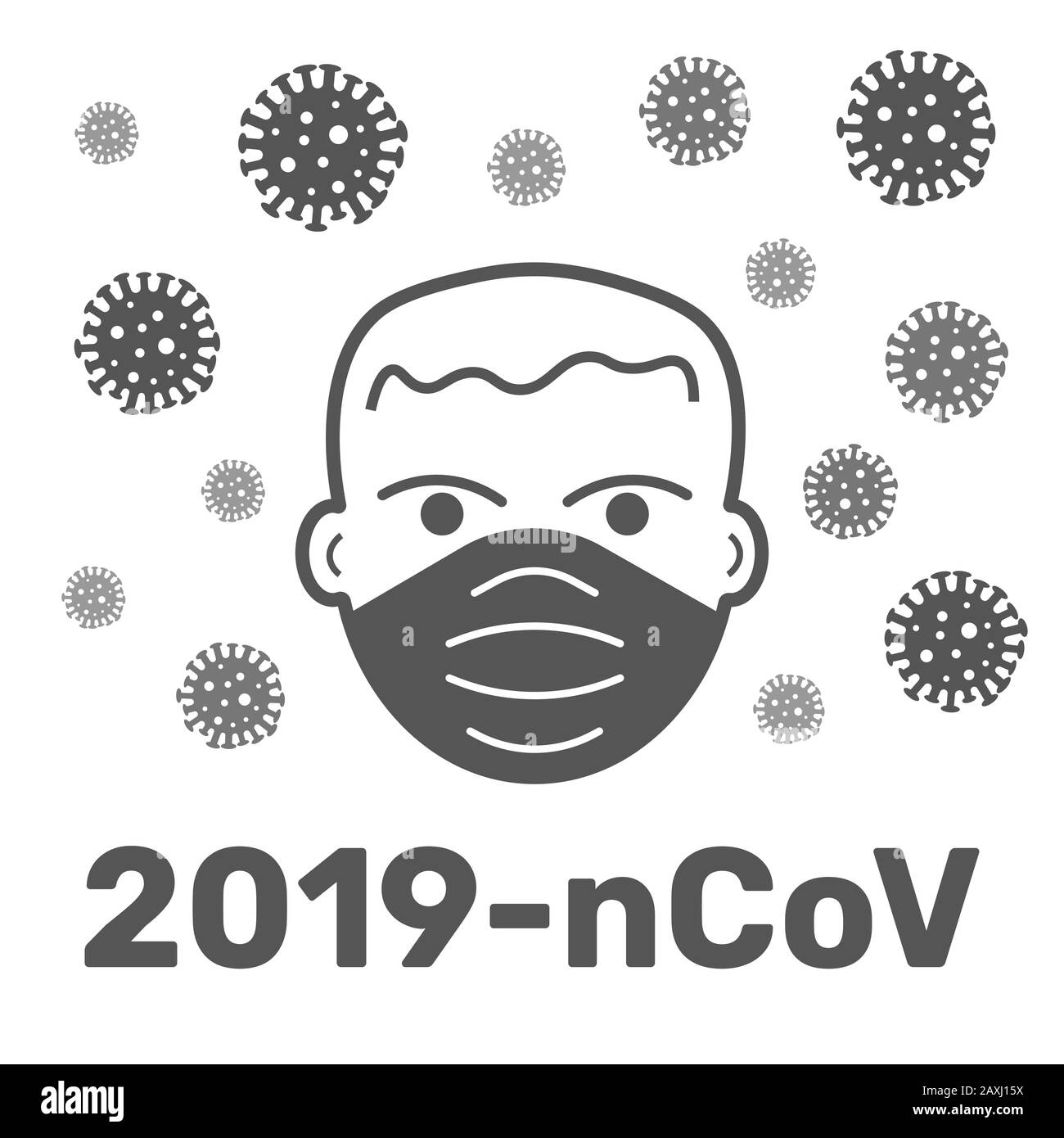 MERS-Cov syndrome respiratoire du Moyen-Orient coronavirus , Novel coronavirus 2019-nCoV , silhouette plate de la tête de la personne avec masque médical hygiénique et Illustration de Vecteur