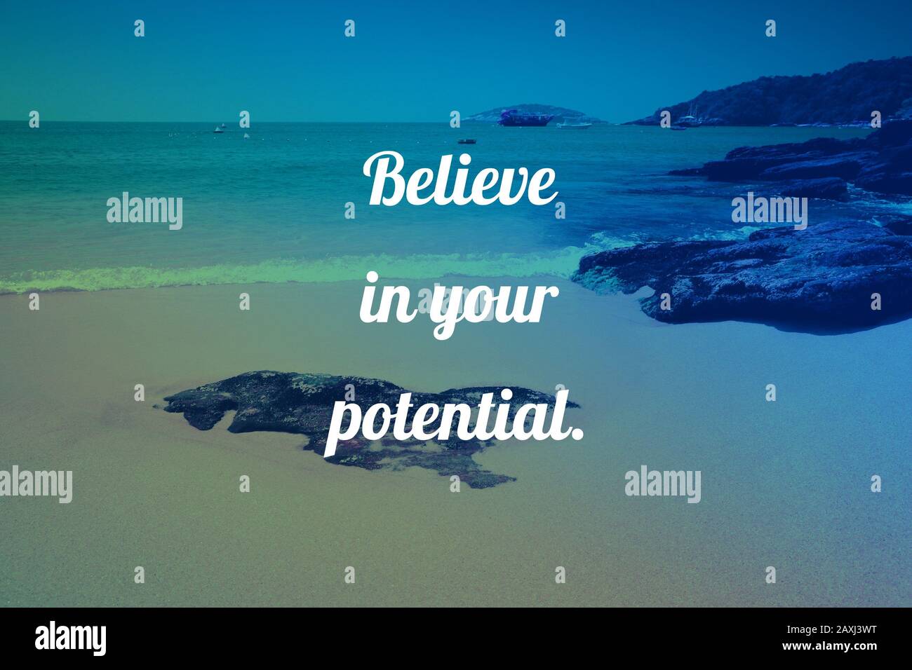 Croyez en votre potentiel - texte inspiré. Signe de motivation ou affiche. Banque D'Images
