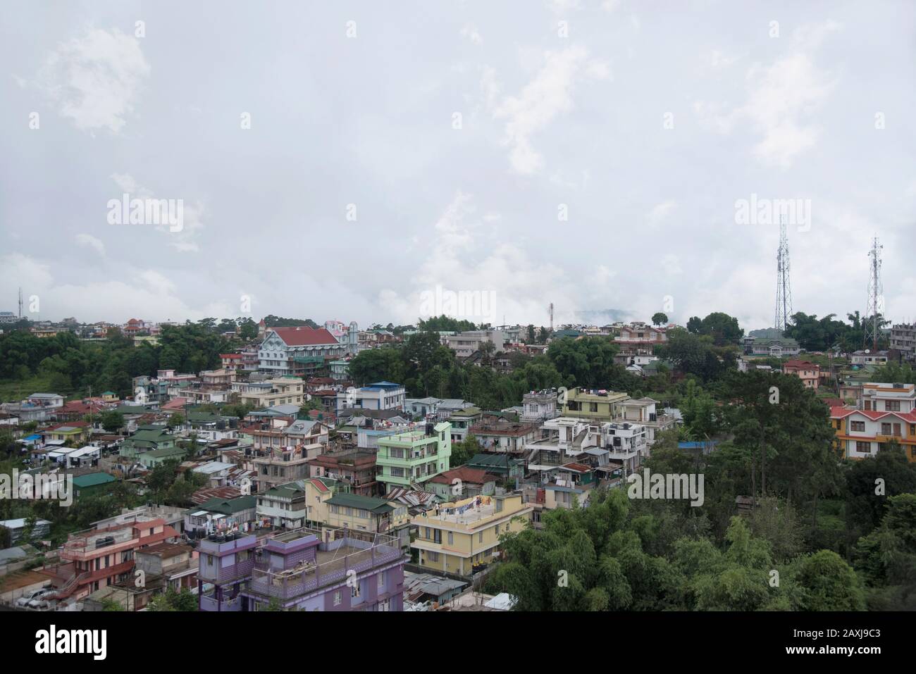 Vue aérienne de la ville de Shillong, Meghalaya, Inde Banque D'Images