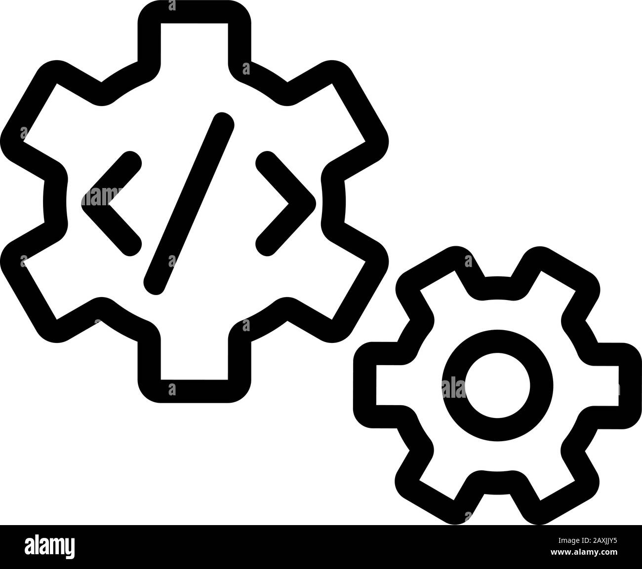 vecteur d'icône de programmation de code. Illustration du symbole de contour isolé Illustration de Vecteur