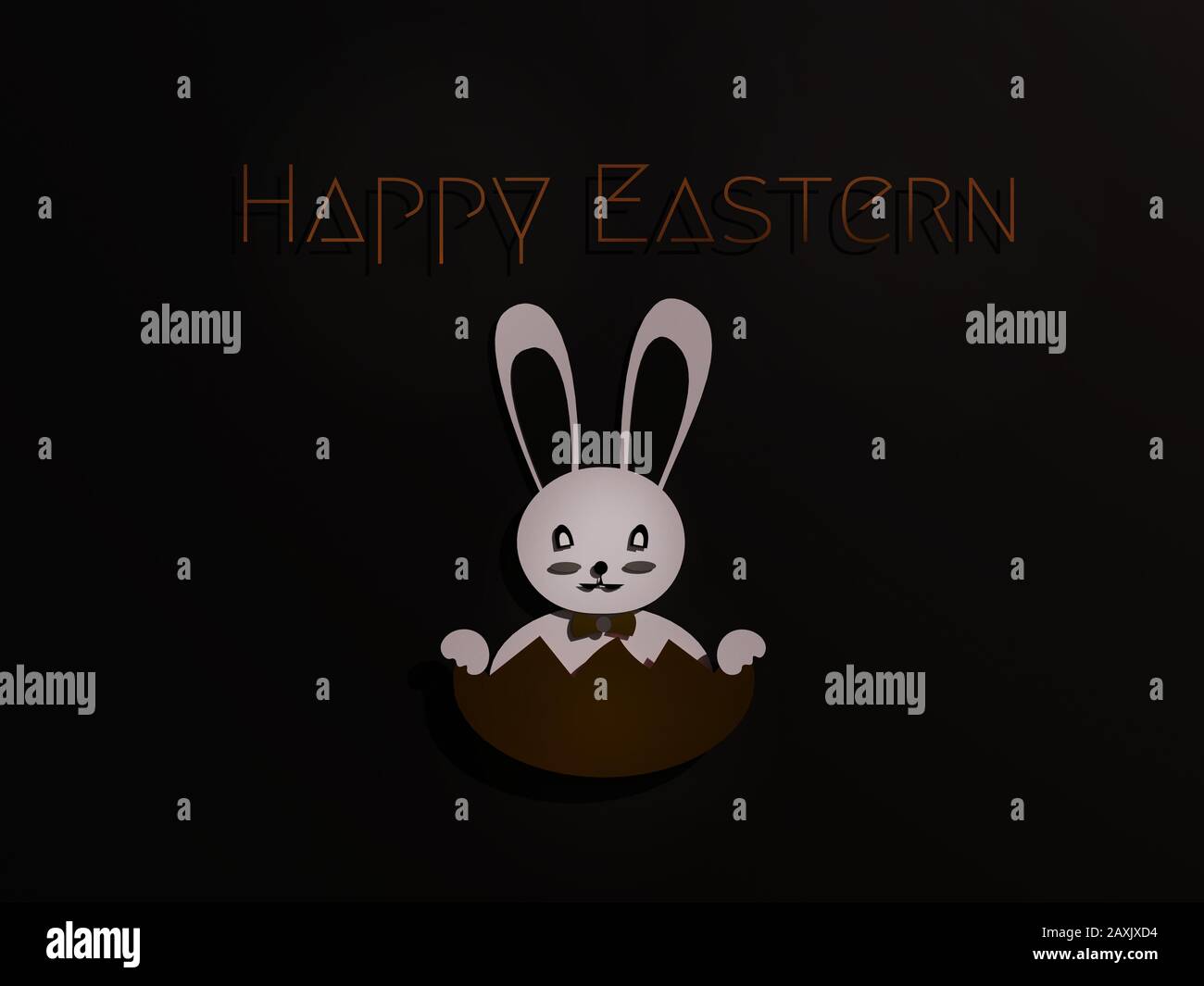 Le minimaliste noir des lapins de Pâques découpe du papier d'art - concept de rendu tridimensionnel Banque D'Images