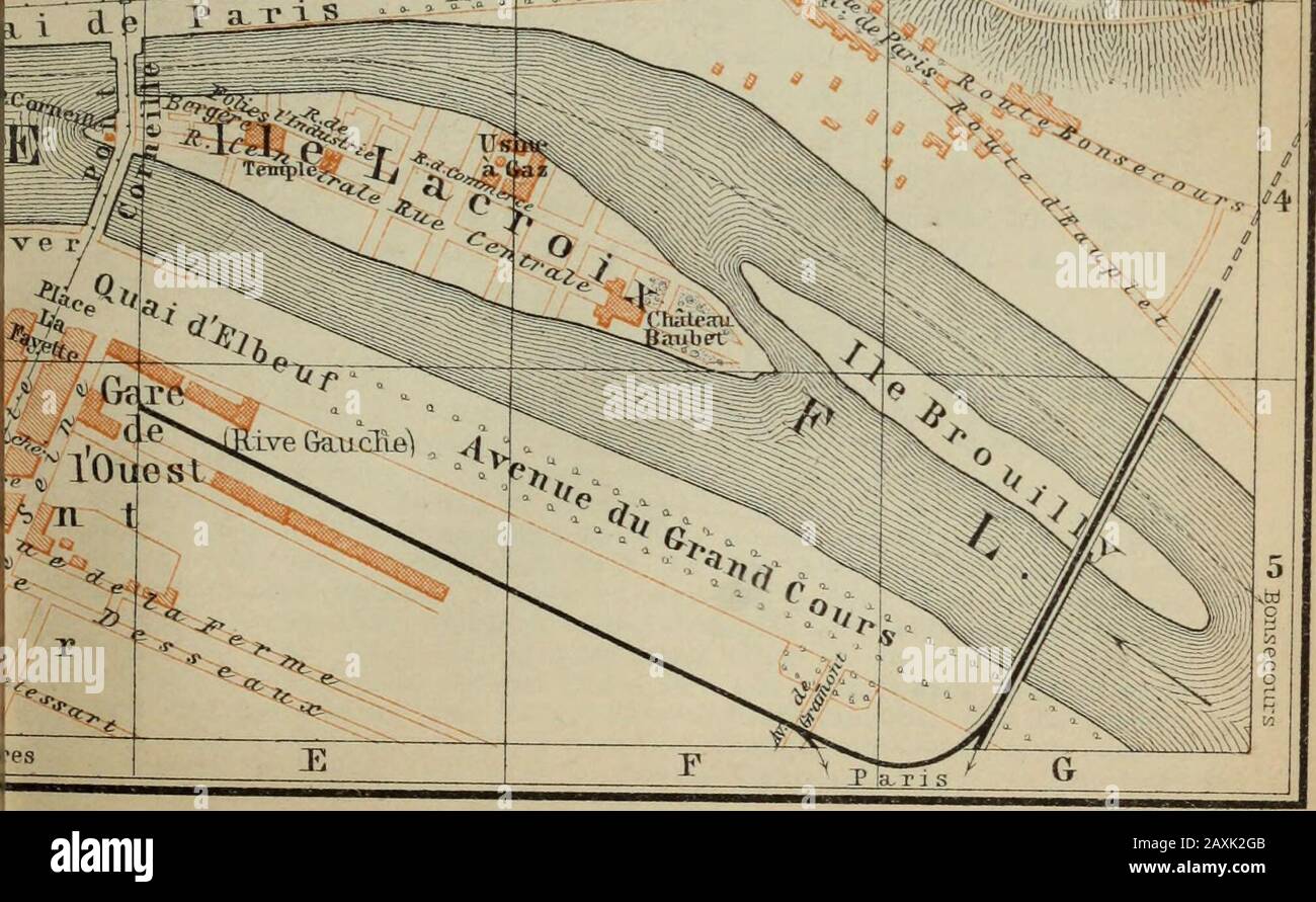 France du Nord : de Belgique et de la Manche à la Loire, à l'exclusion de Paris et de ses environs : manuel à l'intention des voyageurs . 5^ -^ (^ S^mn Tin 7 ? ^:i s ^ ^ ^ ale ^ - ^ , t ,^ ^«.?-&gt;.„ ^ J. S V/ e 1 r mne ., , Lt VV «- ^ a? Mjtrc ho ^^ ,X/. Wagner&BebBS.Leipaig. Historique. ROUEN. 5. Itinéraire. 49 (PI. D, 2) à Sotteville (p. 42) ou à petit-Quevilly (p. 59), via le Pont Cor-neille. — 4. De La Place Beauvoisin (PI. D, 1) au jardin des plantes (p. 53), via l'Hôtel de Ville et le Pont C rneille. — 5. De l'aire de la Cath&drale (PI. D, 3) à La Place des Chartreux^ via le P Banque D'Images