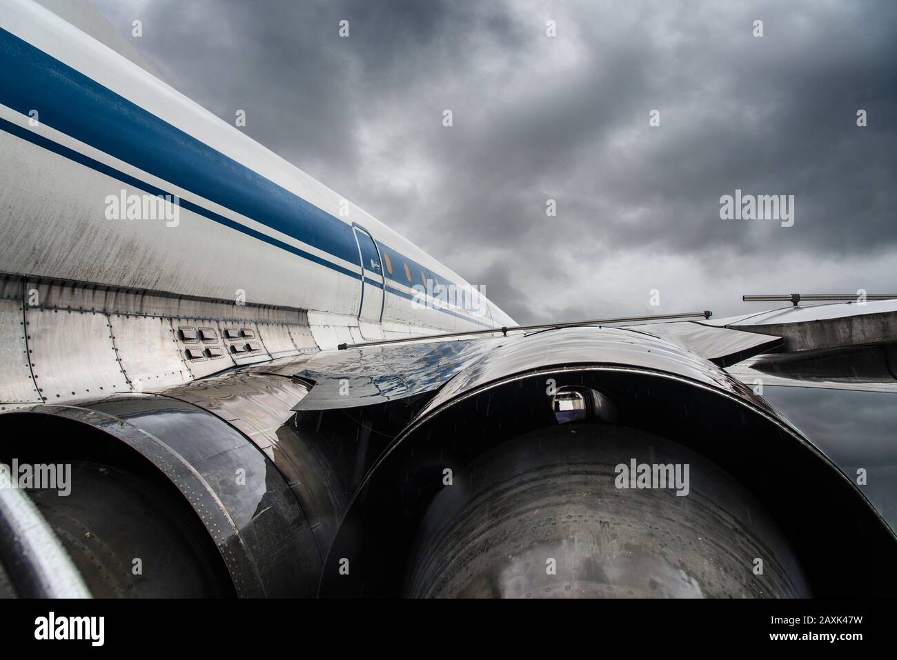 Vue extérieure de l'avion supersonique russe Tupolev tu-144 Banque D'Images