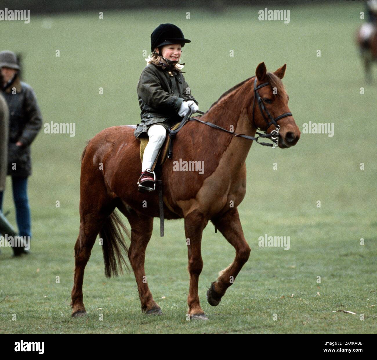 Zara Phillips Lors Du Tidworth Horse Trials, Angleterre, Mars 1988 Banque D'Images