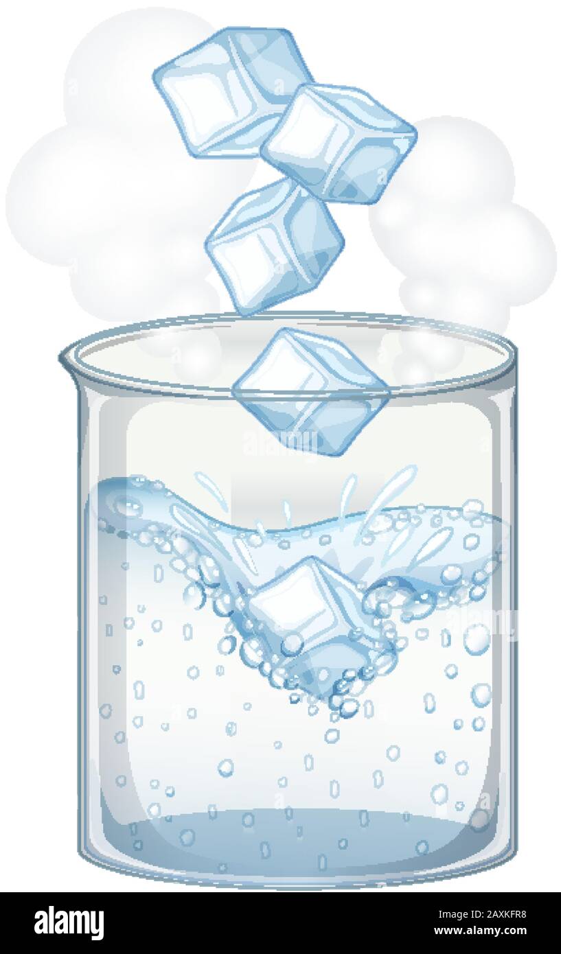 Bécher avec glace et eau sur fond blanc illustration Illustration de Vecteur