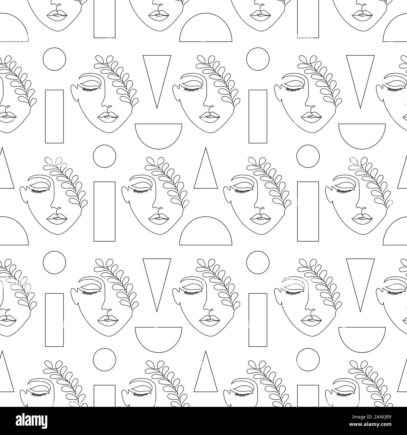 visages de femme et figures géométriques Illustration de Vecteur