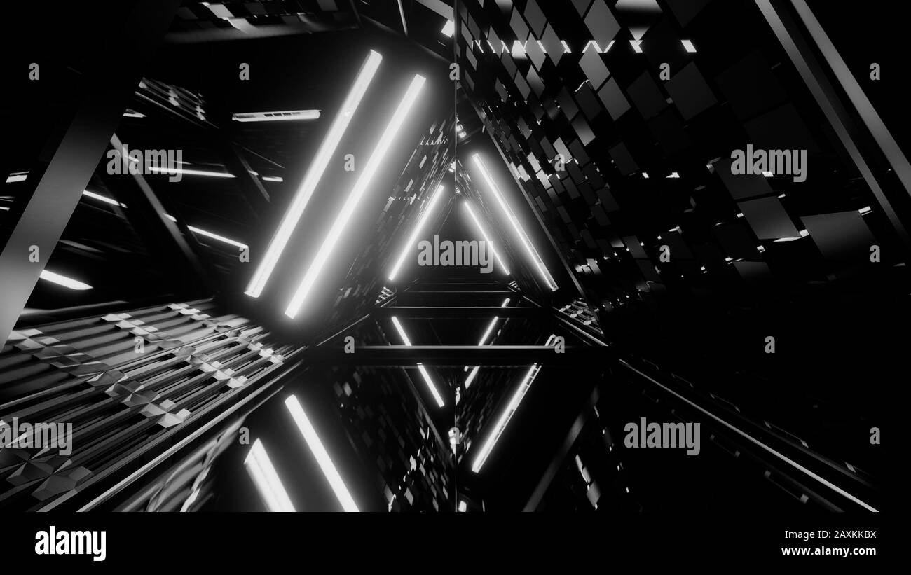 Prise de vue en niveaux de gris de l'exposition laser de lignes lumineuses de néon feux Banque D'Images