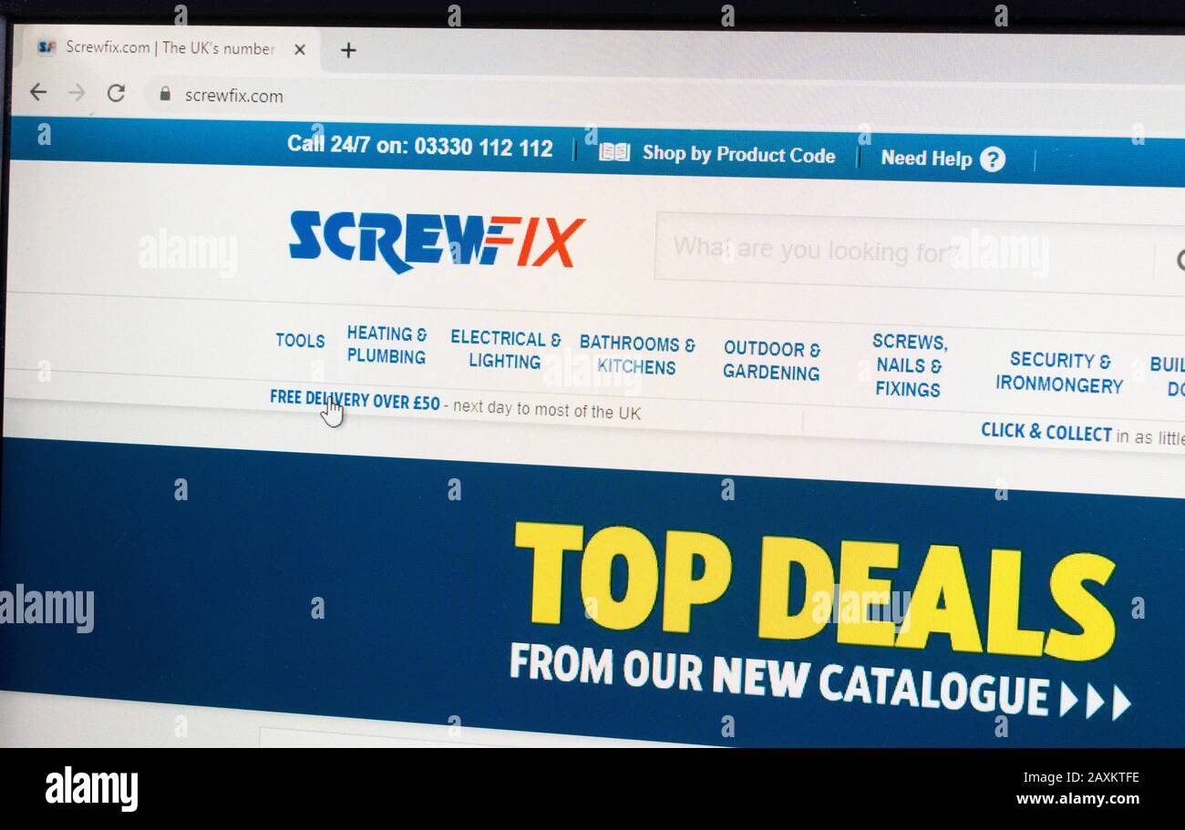 Capture d'écran du site Web de Screwfix, Angleterre, Royaume-Uni Banque D'Images